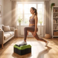 SPORTNOW Step Fitness Antiderrapante com Altura Ajustável de 10/15/20/25/30 cm Carga Máxima de 150 kg Verde(m-2)