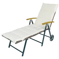 Outsunny Sdraio da Giardino Schienale Reclinabile 4 Livelli, Polyrattan e Alluminio, Chaise Longue da Esterno e Interno(m-1)