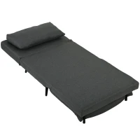 HOMCOM Schlafsessel, 3-in-1 Klappbarer Leinen-Schlafsessel mit verstellbarer Rückenlehne, S-Federn, Metallbeinen, Dunkelgrau(m-1)