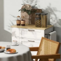 HOMCOM Kitchen Storage Trolley on Wheels, Rolling Kitchen Island with 2 Drawers, Tilt-Out Rubbish Cabinet and Storage, White(m-9)