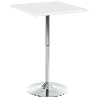 HOMCOM bistrotafel pub bartafel in hoogte verstelbare vierkante statafel tafel staal wit 60 x 60 x 71-92 cm | Aosom.de(m-11)
