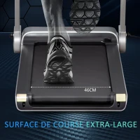 HOMCOM Tapis de course électrique pliable 1-15 km/h 735 W tapis roulant écran LED support tablette port USB bande extra-large antidérapant acier PP ABS 158 x 81 x 25 cm noir et argent(m-7)