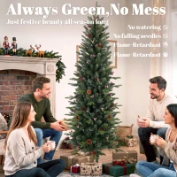 HOMCOM Slim Gracious Pine Xmas Tree, 7ft/210cm Artificial Christmas Tree with 904 Branch Tips, Foldable Steel Stand, Green(m-4)