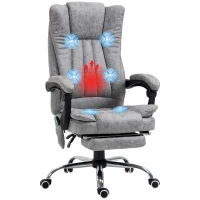 HOMCOM Ergonomische bureaustoel comfortabele grote massage met verwarmingsfunctie ligfunctie voetensteun thuis grijs(m-11)