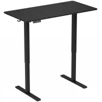 HOMCOM Standing Desk Memory Control Height Adjustable Desk 2 Cable Holes LED Display Sit Stand Desk Black(m-1)