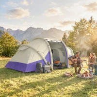 Outsunny Inflatable Tent 2 Bedroom Tunnel Design Windproof Air Tent with Carry Bag for 4 Person(m-10)