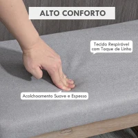 HOMCOM Pousa-pés para Sala de Estar, Banco Baixo Estofado em Linho Sintético com Estrutura de Madeira, Cinzento(m-5)