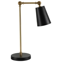 HOMCOM Lampe de table lampe de chevet style industriel angle réglable à 180° en métal pour salon chambre salle à manger bureau noir et or(m-1)
