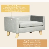 PawHut hondenbank met houten poten 64 cm x 45 cm x 36 cm(m-6)