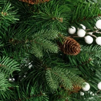 HOMCOM Kunstkerstboom 180 cm met inklapbare houten standaard, 1438 takpunten, groen(m-10)