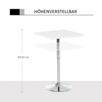HOMCOM bistrotafel pub bartafel in hoogte verstelbare vierkante statafel tafel staal wit 60 x 60 x 71-92 cm | Aosom.de(m-4)