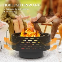 Outsunny 3-in-1 Vuurschaal Ø60 x 39cm van Roestvrij Staal met Grillrooster, Vonkenbescherming en Vuurhaak Steenkoolgrijs(m-6)