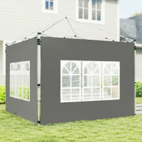Outsunny Gazebo Side Panels, Sides Replacement with Window for 3x3(m) or 3x4m Pop Up Gazebo, 2 Pack, Dark Grey(m-10)