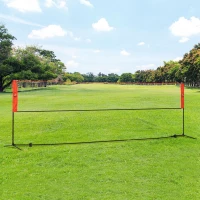HOMCOM Rete Tennis e Badminton Portatile ad Altezza Regolabile con Borsa, Rossa e Nera(m-2)