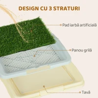 PawHut Litteră pentru câini, 3 straturi cu gazon sintetic, grilaj și tavă inferioară, 46.5x34x5.5 cm(m-5)