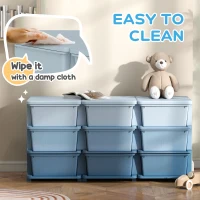 HOMCOM Kids Storage Unit, with Nine Drawers - Blue(m-6)