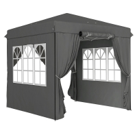 Outsunny 2,5 x 2,5 m Pop-up Paviljoen met Zijwanden en Transporttas, UPF50+ Hoogte Verstelbaar Tuinpaviljoen, Donkergrijs