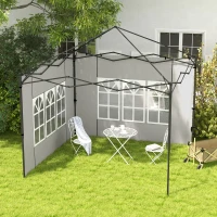 Outsunny 2-delige set zijwanden voor paviljoen 3x3 3x6 waterdichte zijpanelen met raam Wit(m-2)