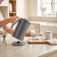 HOMCOM Electric Kettle, 1.7L Fast Boil 3000W Water Kettle with LED Display, Adjustable Temperature, Keep Warm Function, Grey(m-9)