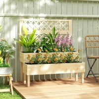 Outsunny Hochbeet mit Rankgitter 2-stufig erhöhter Blumenkasten mit 2 Pflanzkästen, Holz 108 x 62 x 120 cm(m-2)