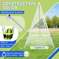 Outsunny Balançoire portique balançoire 2 en 1 pour bébé ceinture de sécurité à 5 points intérieure extérieure vert(m-4)