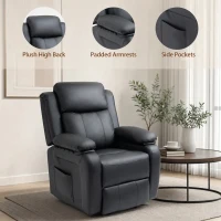 HOMCOM Riser and Recliner Chair with Vibration Massage, PU Leather Power Lift Chair for Elderly, Black(m-8)