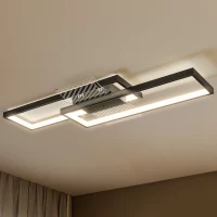 HOMCOM Plafonnier LED rectangle 43W, luminaire plafonnier 3000-6000K, 4600LM, télécommande, 70 x 30 cm, noir(m-11)