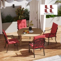 Outsunny 4er Set Sitzkissen 108 x 50 x 5 cm Stuhlkissen mit Bändern, Outdoor Indoor Sitzauflage Weinrot(m-10)