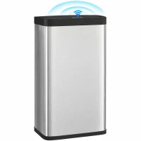 HOMCOM Sensorprullenbak 45L met soft-close deksel en bewegingssensor, voor keuken, slaapkamer en kantoor, zilver(m-11)