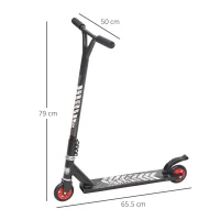 HOMCOM Monopattino Freestyle per Adolescenti in Alluminio, Impugnatura Ergonomica e Pedana Antiscivolo, Nero 65.5x50x79cm(m-3)