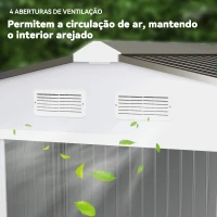 Outsunny Abrigo de Jardim Exterior para Armazenamento de Ferramentas com 4 Janelas 277x195x192 cm Branco e Cinza Escuro(m-9)