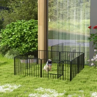 PawHut Recinto per Cani a 8 Pannelli Modulabili da Interno ed Esterno, in Acciaio, 164x164x60 cm, Nero(m-9)