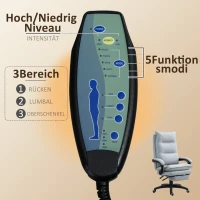 Vinsetto Massage-bureaustoel, bureaustoel met massagefunctie, in hoogte verstelbare ergonomische draaistoel, nylon, Lichtgrijs(m-4)