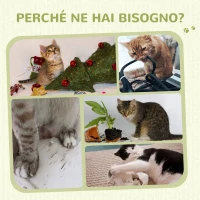 PawHut Albero Tiragraffi per Gatti fino 5kg con 2 Palline in Sisal e Peluche, 34x25.5x58cm, Beige(m-7)