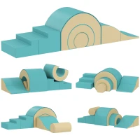 AIYAPLAY 5-delig Softbouwstenen Set voor Baby's en Peuters, Schuim, Kunstleer, 5 Creatieve Vormen, Binnen Set voor Klimmen, Kruipen, Spelen, Groen(m-11)