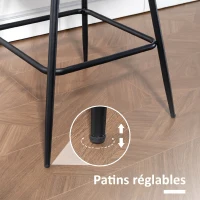 HOMCOM Lot de 2 tabourets de bar, chaises de bar en PU, assise rembourrée 68H cm, dossier et repose-pieds, marron(m-8)