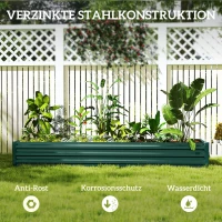 Outsunny Hochbeet Stahl, Pflanzbeet mit offenem Boden Frühbeet Gartenbeet 240 x 60 x 30 cm für Garten Balkon(m-5)