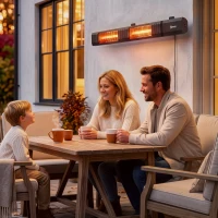 Outsunny 3000 W Electric Infrared Patio Heater, Wall Mounted IP65 Garden Heater with 9 Heat Settings, 24 H Timer, Black(m-14)