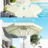Outsunny Sonnenschirm Terrassenschirm Marktschirm Ø2,66 m UV-Schutz 50+ Gartenschirm 8 Rippen verstellbar Beige(m-6)