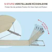 Outsunny 2-delig Strandmat Set, Verstelbaar, Opvouwbaar, 124L x 53B x 37-50H cm, Beige(m-4)