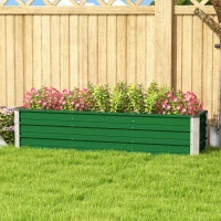 Outsunny Stalen verhoogde plantenbak met 3 aparte plantgebieden, open bodem, eenvoudige montage, 183 x 47 x 40 cm, groen(m-8)