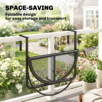 Outsunny Semi-Circular Attachable Balcony Hanging Coffee Table Adjustable Side Metal Table(m-5)
