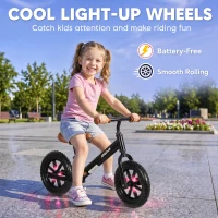 AIYAPLAY 11.2" Balance Bike for 2-5 Years, Toddler Bike with Lighting Wheels, Adjustable Seat & Handlebar, Black(m-4)
