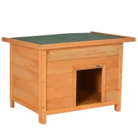 PawHut Hundehütte Outdoor, Hundehaus aus Holz mit Aufklappbares Asphaltdach, Wasserdichte Hundehöhle mit Erhöhter Boden Hütte für kleine Hunde, Gelb, 82 x 58 x 58 cm(m-1)