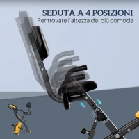 HOMCOM Cyclette Pieghevole con Resistenza Magnetica 8 Livelli, Sensore di Frequenza Cardiaca, Volano 2.5kg, Giallo(m-5)
