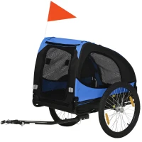 PawHut Hondenfietsaanhanger, Opvouwbare Waterbestendige Fietsaanhanger voor Huisdieren, Oxford-stof, Staal, 140 x 71 x 83 cm, Blauw(m-10)