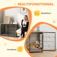 PawHut Hondenbox, Hondenkist, Afsluitbare Verblijfsbox voor Grote Honden, Grijs(m-5)