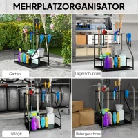 Outsunny Gereedschapsrek voor Tuin - 3-laags Plank voor Gereedschap, Tuin Gereedschapsorganisator, Metaal, Oranje(m-7)