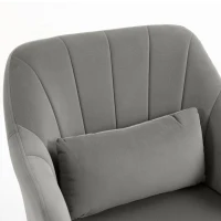 HOMCOM Retro Velvet Swivel Tub Chair with Steel Frame, Cushion Seat, Grey(m-10)