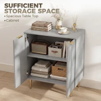 HOMCOM Sideboard Buffet Cabinet, Modern Kitchen Storage Cabinet with Adjustable Shelf and Metal Legs, Grey(m-4)